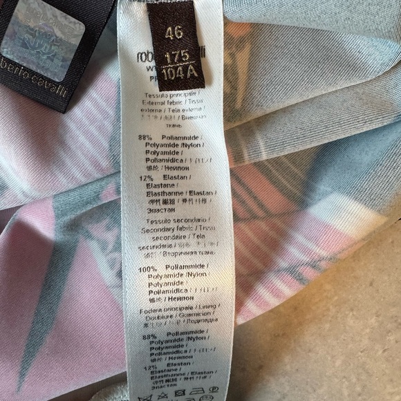 Roberto Cavalli Multicolor Pink & Black Lace-Trim V-Neck Top - Picture 8 of 8